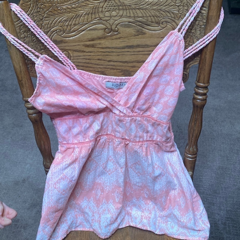 2/$20 Romy Sleeveless Strappy V-Neck Top Medium Summer Feminine Coquette - Picture 5 of 8
